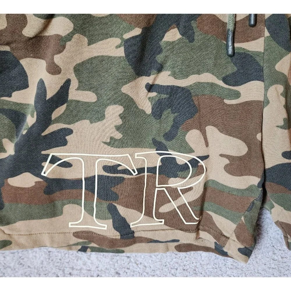 True Religion Camo Spellout Drawstring Basketball Knit Shorts‎ Size XL 36 Waist